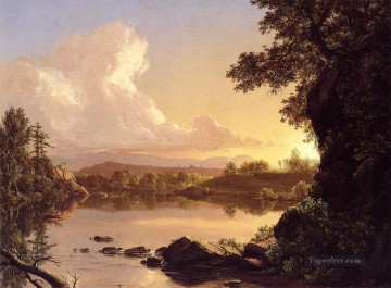 horse cats Painting - Scene on the Catskill Creek New York scenery Hudson River Frederic Edwin Church Landscape